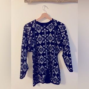 Vintage Ricky Yeung Snowflake Sweater Dress Winter Christmas Sweater Mini Dress